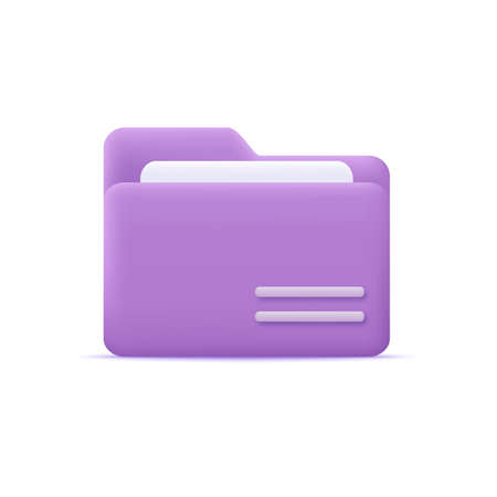 3d purple color cartoon style archive folder with files. vector illustrationのイラスト素材
