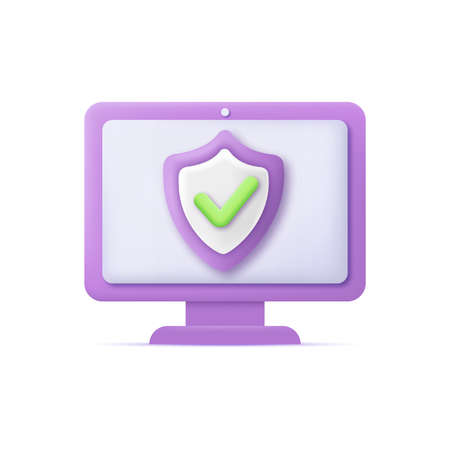 3d laptop with shield security concept. vector illustrationのイラスト素材