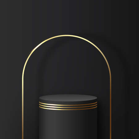 Abstract background with black and gold podium for presentation. vector illustrationのイラスト素材