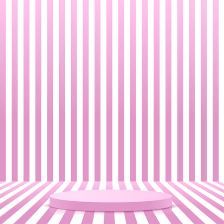 Abstract stripes background with pink podium for presentation. vector illustrationのイラスト素材