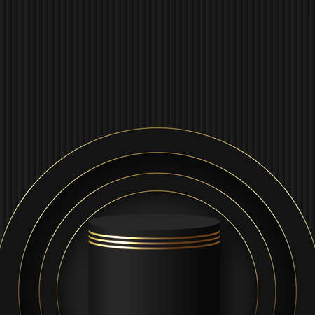 Abstract background with black and gold podium for presentation. vector illustrationのイラスト素材