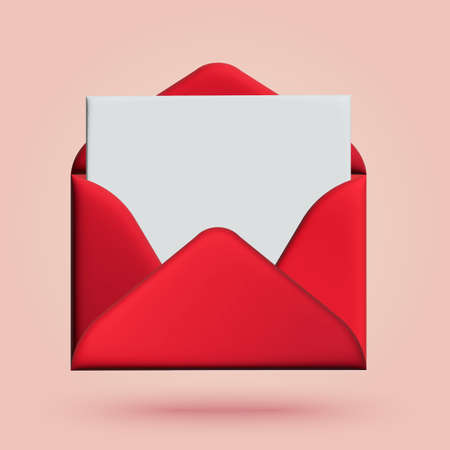 3d cartoon style opened red envelope. vector illustrationのイラスト素材