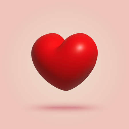 3d cartoon style red heart. vector illustrationのイラスト素材