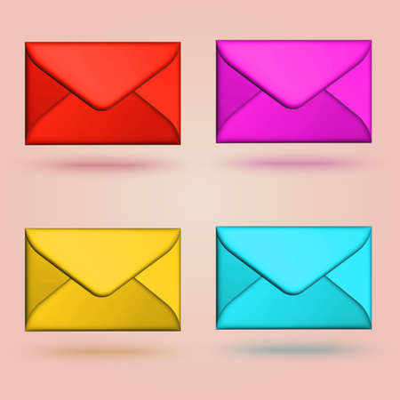 Set of colorful 3d envelopes. vector illustrationのイラスト素材