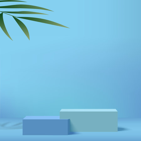 Blue podium in blue background for product presentation. vector illustrationのイラスト素材
