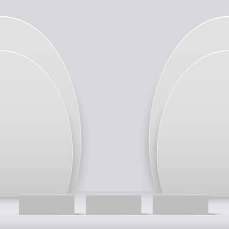White podium in white background for product presentation. vector illustrationのイラスト素材