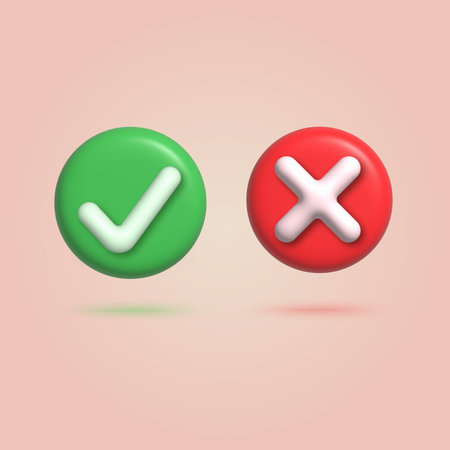 Green tick check mark and red cross mark icon. vector illustration