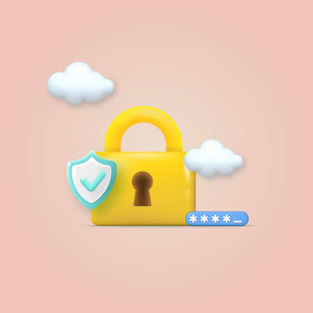 3d locked password field with padlock. vector illustrationのイラスト素材