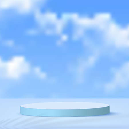 Abstract 3d blue color scene with sky podium platform. vector illustrationのイラスト素材