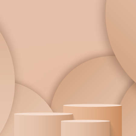 3d cream color podium and minimal cream color wall scene. 3d podium minimal abstract background. vector illustrationのイラスト素材