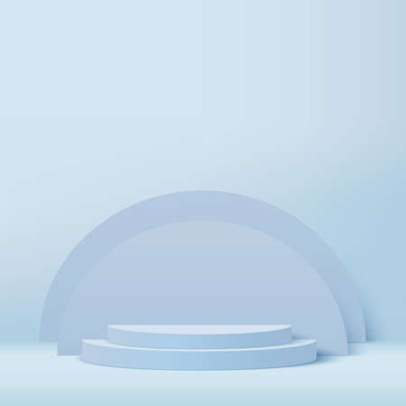 3d blue color podium and minimal blue color wall scene. 3d podium minimal abstract background. vector illustrationのイラスト素材