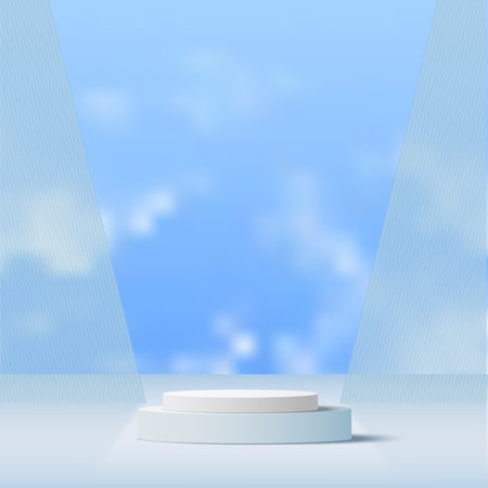 3d blue color podium and minimal blue color wall scene. 3d podium minimal abstract background. vector illustrationのイラスト素材