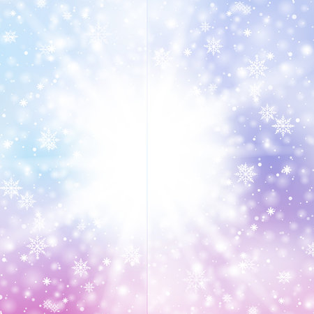 Winter snowfall and snowflakes on light blue background. Xmas and New Year background. vector illustrationのイラスト素材