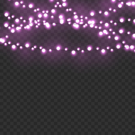 Christmas lights isolated on transparent background. vector illustrationのイラスト素材