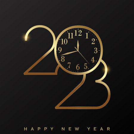 2023 Happy New Year and Merry Christmas card with golden text. vector illustration