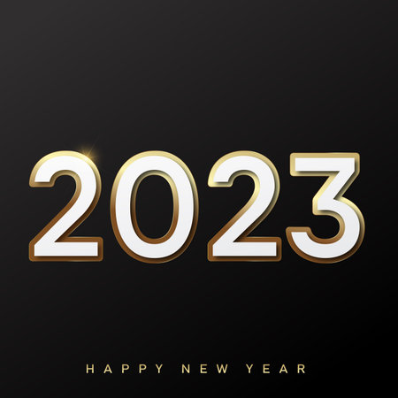 2023 Happy New Year and Merry Christmas card with golden text. vector illustration