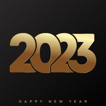2023 Happy New Year and Merry Christmas card with golden text. vector illustration