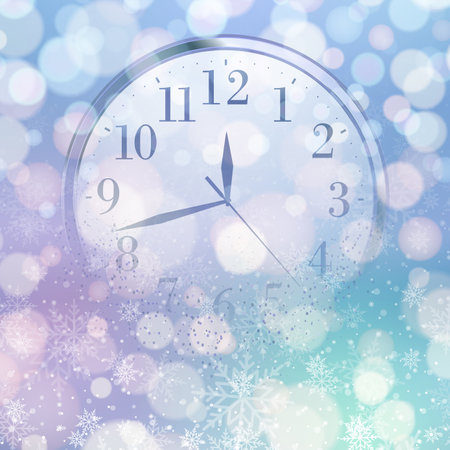 2023 Happy New Year and Merry Christmas card with golden watch. vector illustrationのイラスト素材
