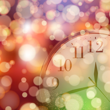 2023 Happy New Year and Merry Christmas card with golden watch. vector illustrationのイラスト素材