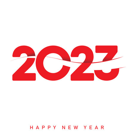 Happy New Year 2023 red text typography design. vector illustrationのイラスト素材