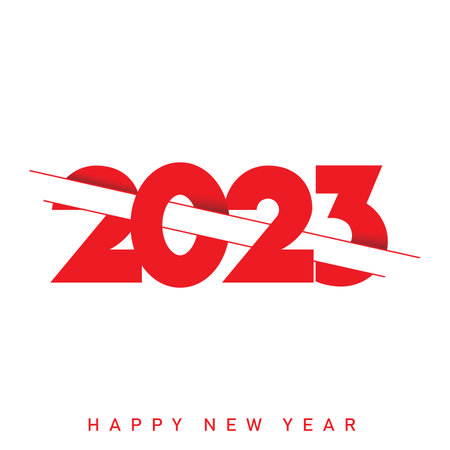 Happy New Year 2023 red text typography design. vector illustrationのイラスト素材
