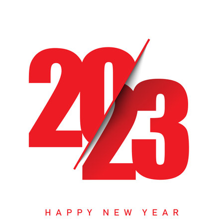 Happy New Year 2023 red text typography design. vector illustrationのイラスト素材