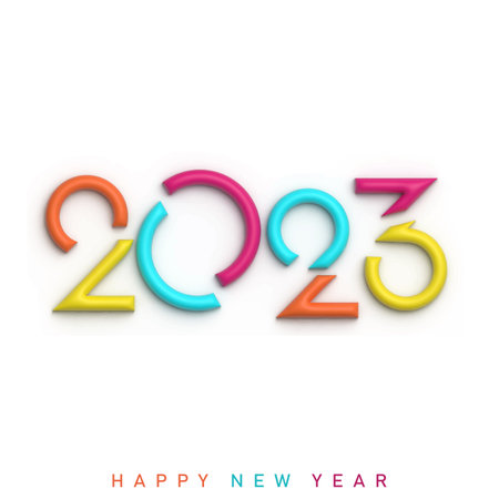 Happy New Year 2023 3d text typography designs. vector illustrationのイラスト素材