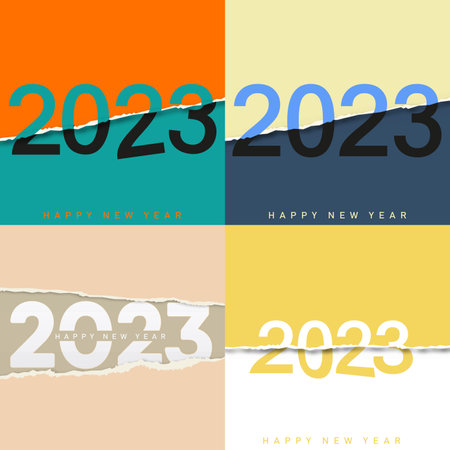 Set of Happy New Year 2023 templates. vector illustrationのイラスト素材