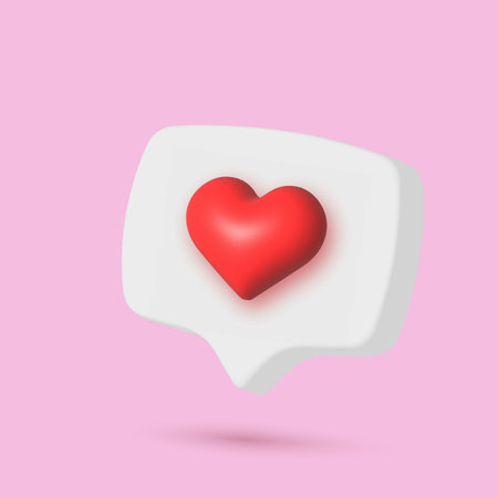 3d speech bubble with red heart for online social communication on applications. vector illustration
