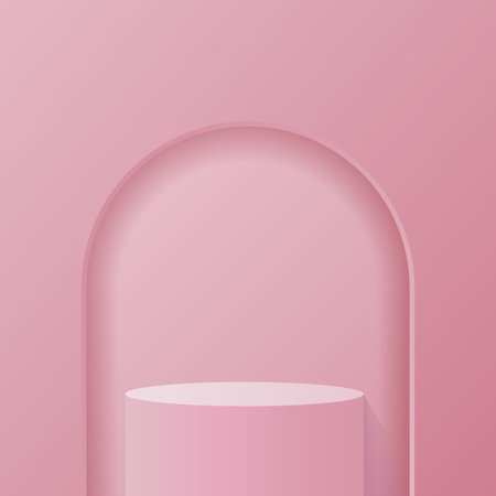 Abstract background with pink color geometric 3d podiums. Vector illustrationのイラスト素材