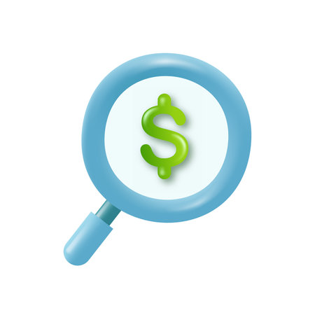 Magnifying glass with golden dollar coin. Vectorのイラスト素材