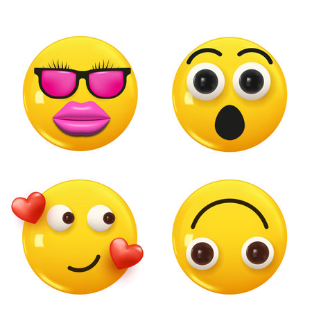 Illustration for Set of 3d icon yellow color smile emoji. Set Icon Smile Emoji. vector illustration - Royalty Free Image