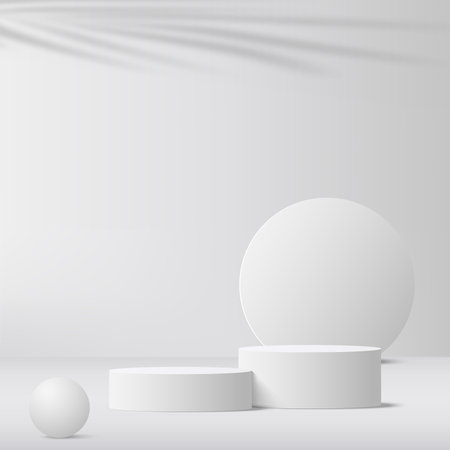 Abstract background with white color geometric 3d podiums. Vectorのイラスト素材