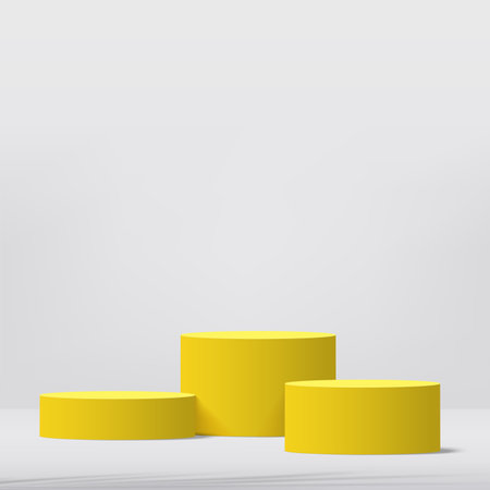 Pedestal with three yellow podiums on a white background. vector illustrationのイラスト素材
