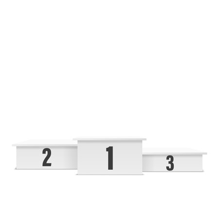 White winners podium. Pedestal. White stage with stairs for three winner places. Vectorのイラスト素材