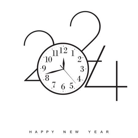 2024 Happy New Year logo text design. Vector illustrationのイラスト素材