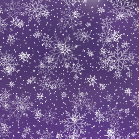 Christmas and Happy New Year background with falling snowflakes on blue sky. Vector illustrationのイラスト素材