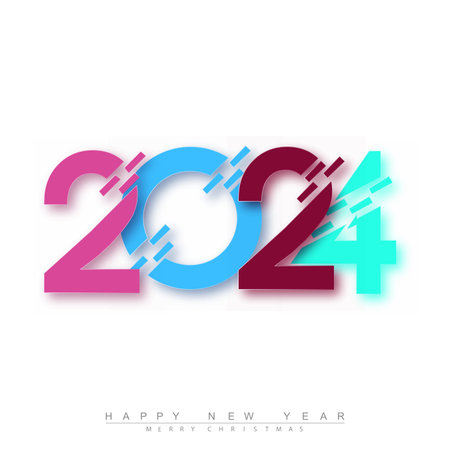 Christmas and Classic Happy New Year 2024 design. Vector illustration
