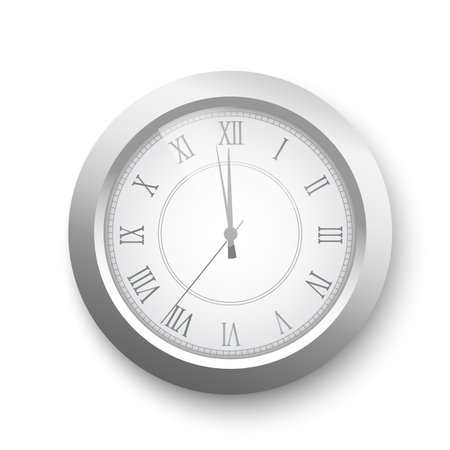 Realistic. Realistic classical watch with white dial and black roman numbers. Vector illustrationのイラスト素材