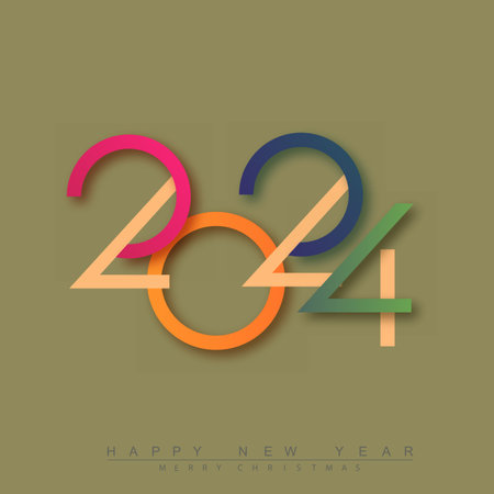Happy new year 2024 design with unique numbers. Premium vector design for poster, banner, greeting and new year 2024 celebration. Vector illustrationのイラスト素材
