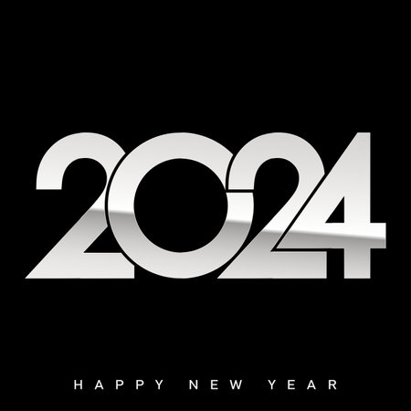 Happy new year 2024 design with unique numbers. Premium vector design for poster, banner, greeting and new year 2024 celebration. Vector illustrationのイラスト素材