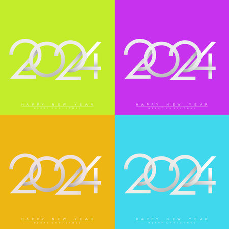 Modern Happy New Year 2024 design set. Greeting concept for 2024 new year celebration. Vector illustrationのイラスト素材