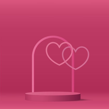 3d valentine podium scene for product display or placement. Vectorのイラスト素材