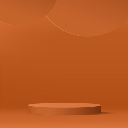 Abstract background with round podium. Brown color. 3d render.のイラスト素材