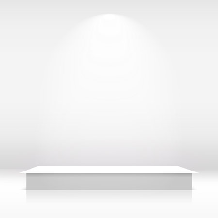White podium or pedestal with spotlight. Vectorのイラスト素材
