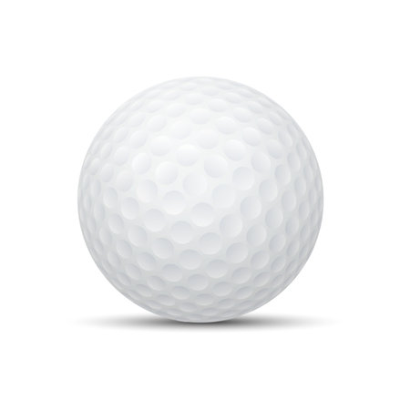 White golf ball with dimples, isolated on a plain background. Vector illustrationのイラスト素材