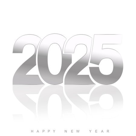 Minimal 2025 New Year design on white background. Vector illustrationのイラスト素材