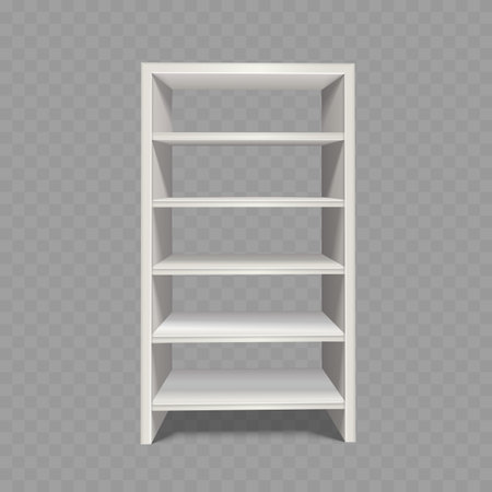 White 3D Shelving Unit with Five Shelves for Home Storage Vector illustrationのイラスト素材