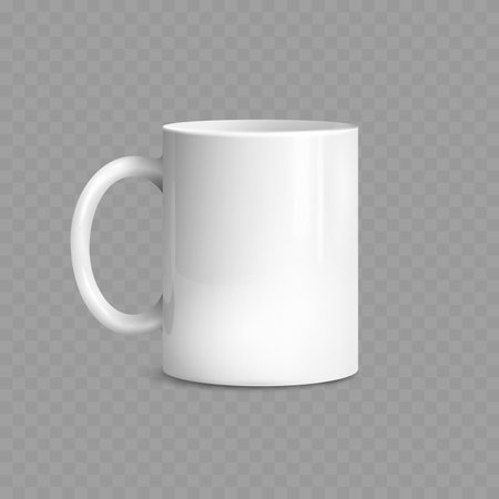 Realistic White Ceramic Coffee or Tea Mug Mockup. Vectorのイラスト素材