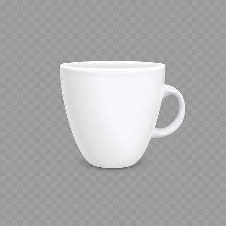 Realistic White Ceramic Coffee Cup Mug Mockup Template. Vector illustrationのイラスト素材
